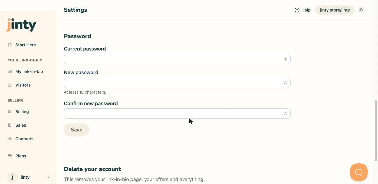 The password section.