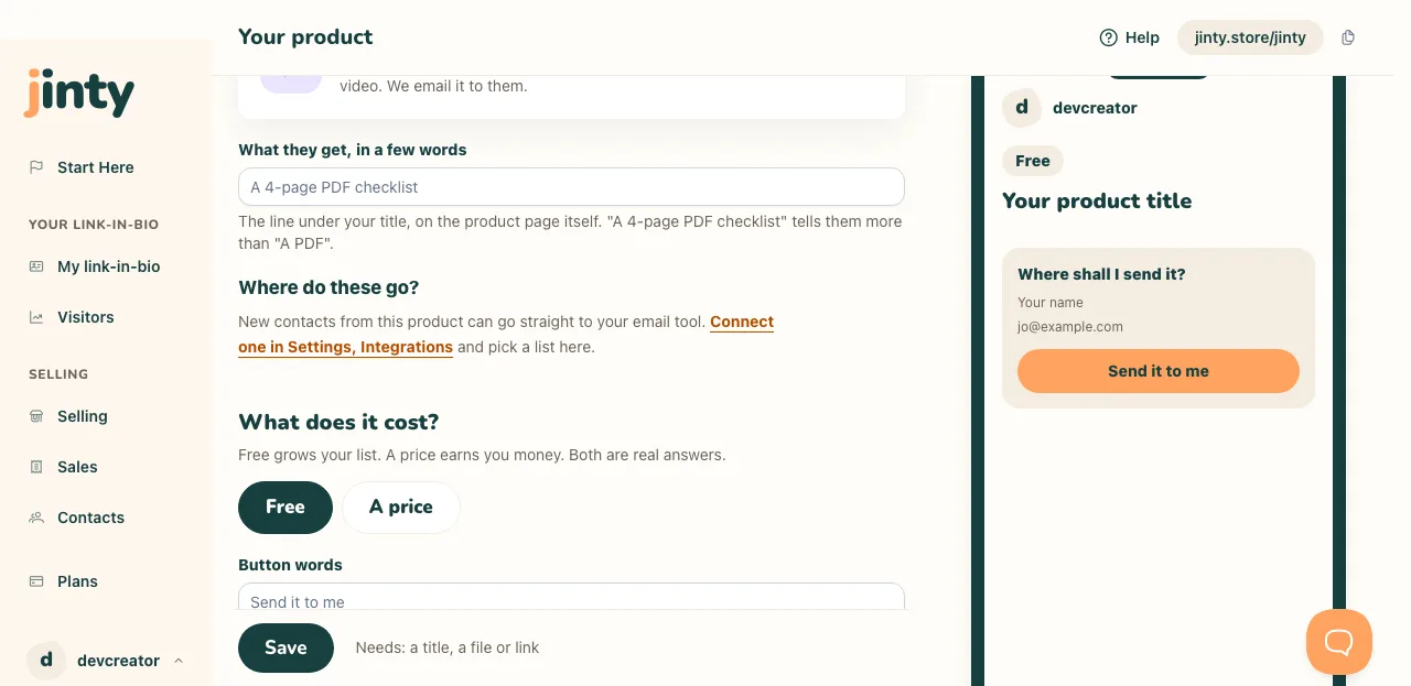 Where do these go? in a product editor, as it reads before any email tool is connected.
