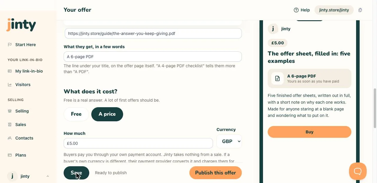 The download editor, with Publish and no warning line under it.
