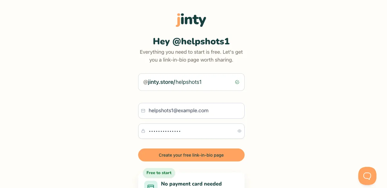 The sign-up screen, with a username typed and the available tick showing.