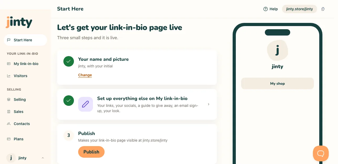 Start Here, step three, with the Publish button.