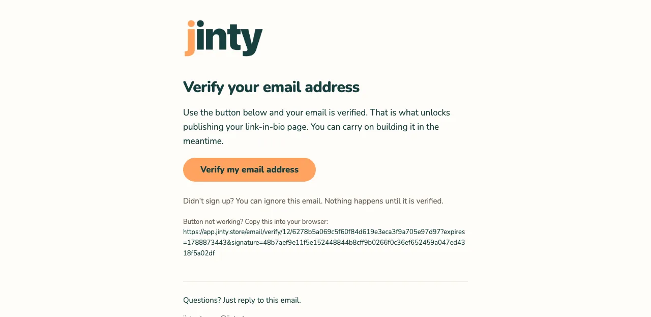 The verify your email address email.