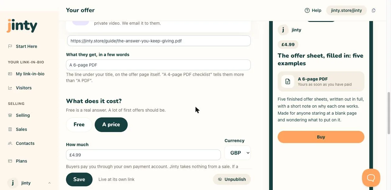 The price question in the editor, set to a price ending in 9.